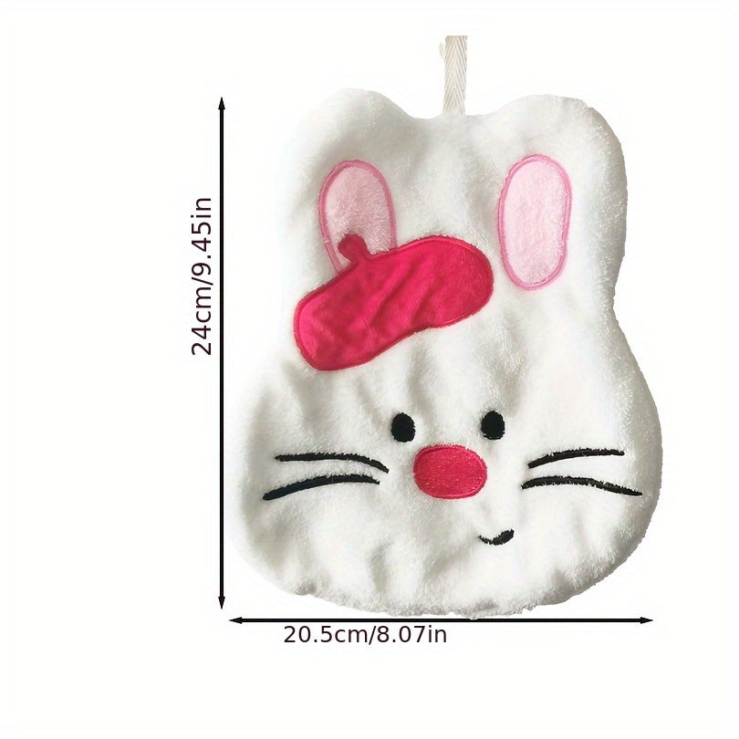 Coral Velvet Hand Towel with Hanging Loop Thick Absorbent Non-Shedding Kitchen Bathroom Use