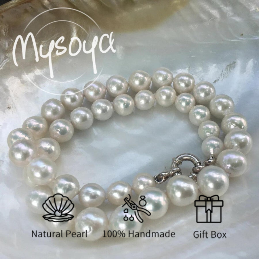 Freshwater Pearl Necklace 9-11mm Elegant Gift Box Suitable for Birthdays Weddings Anniversaries