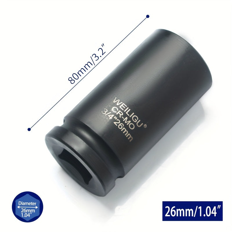 Тяжелая пневматическая головка-ключ 3/4 дюйма, средняя длина, хром-ванадий