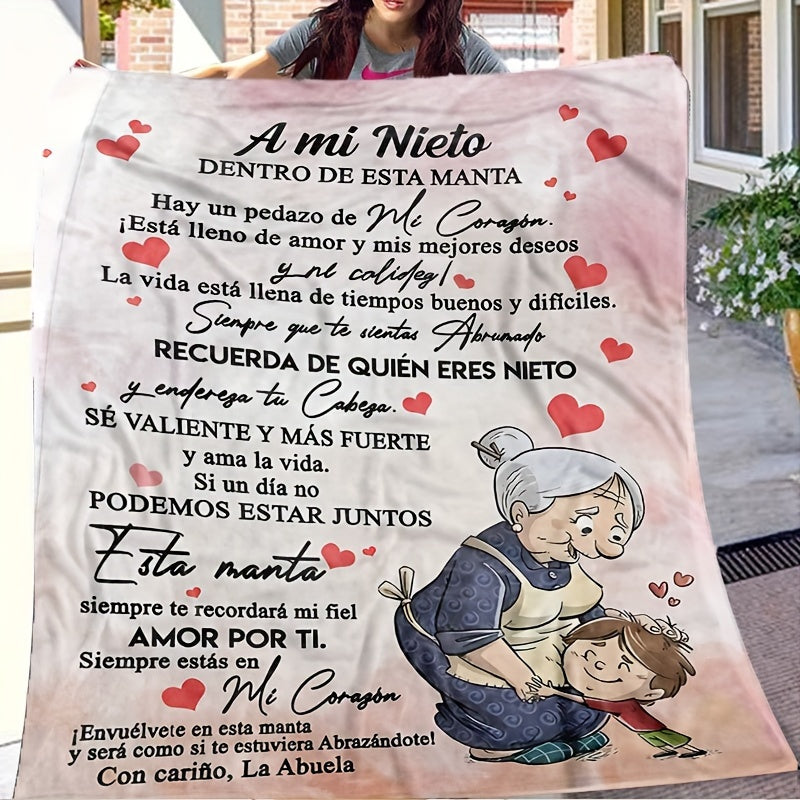Spanish Message Plush Blanket for Son All-Season Hypoallergenic Flannel Throw Warm Gift