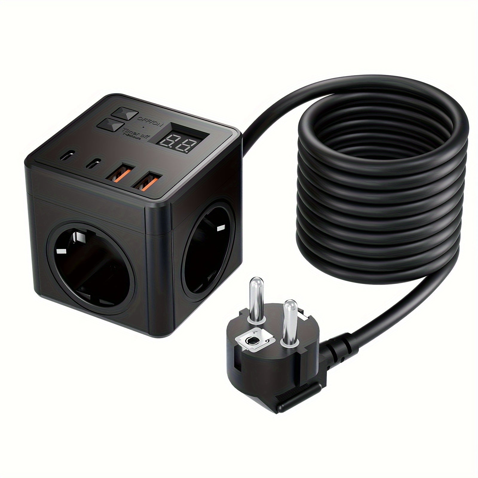 7 ta chiqishi, 2 ta USB porti va 2 ta Type-C zaryadlash stantsiyasi bilan Cube Power Strip
