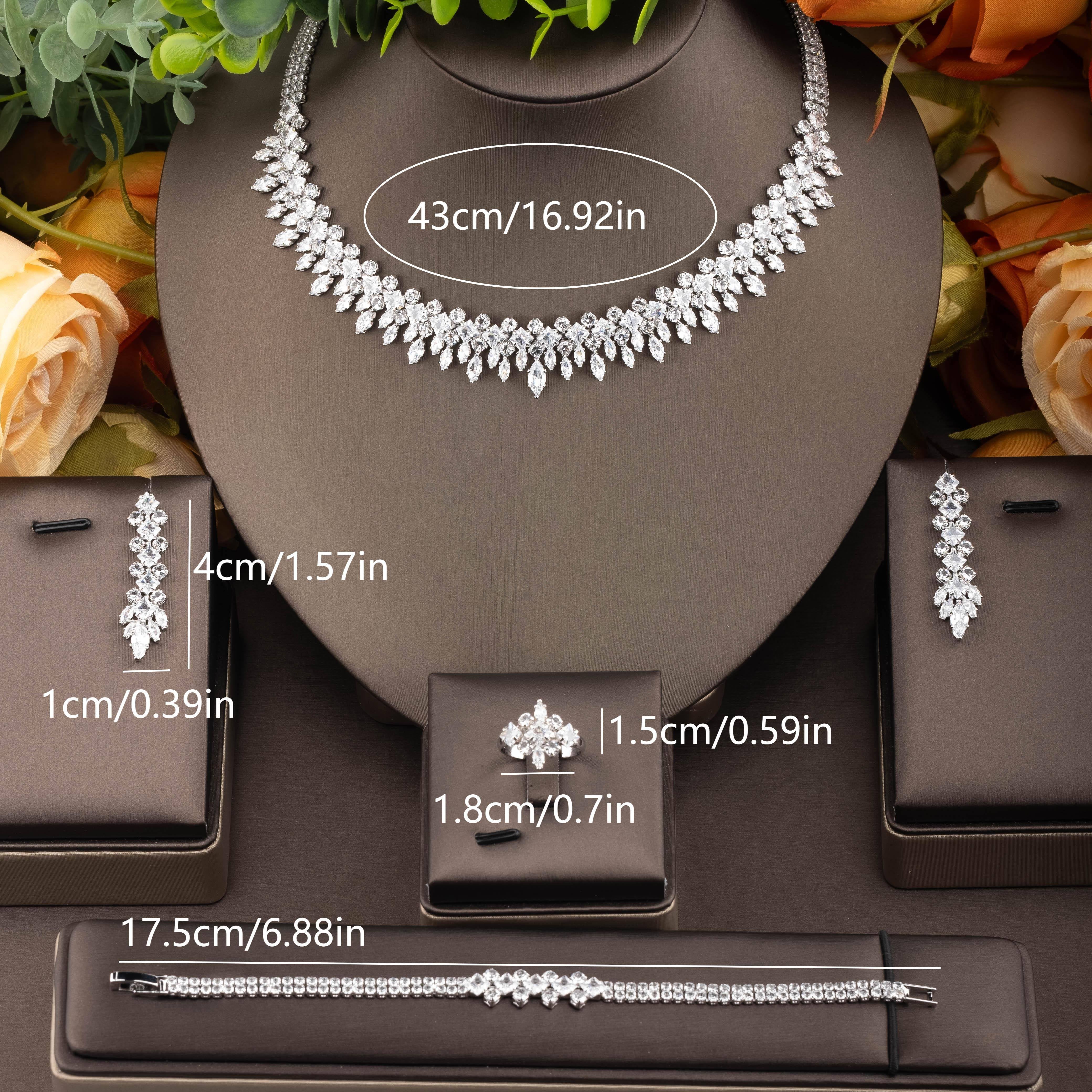 Gold Plated Cubic Zirconia Jewelry Set for Women Bridal and Everyday Wear