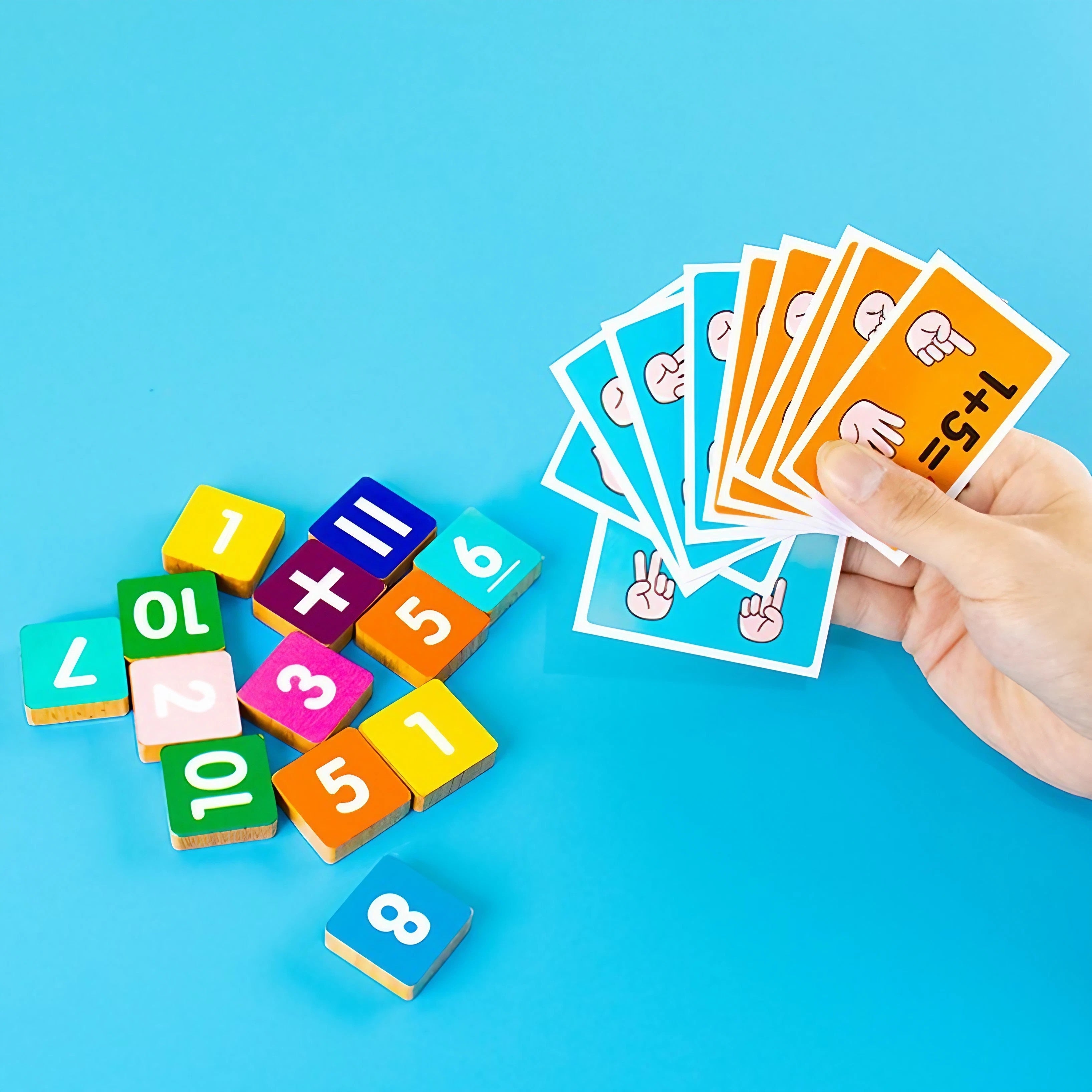 Wooden Finger Math Toy for Kids Educational Counting and Addition Tool Bright Colors