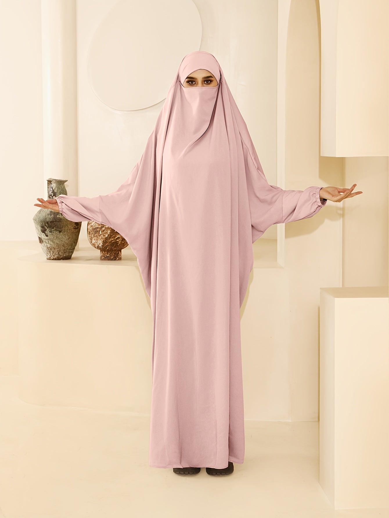 Abaya para mujer de talla grande, bata de ajuste suelto, kaftan largo sin mangas, con abertura frontal, de color sólido