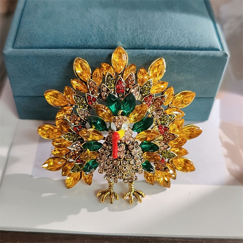 Luxury Peacock Brooch Pin Irregular Rhinestone Design for Women Men