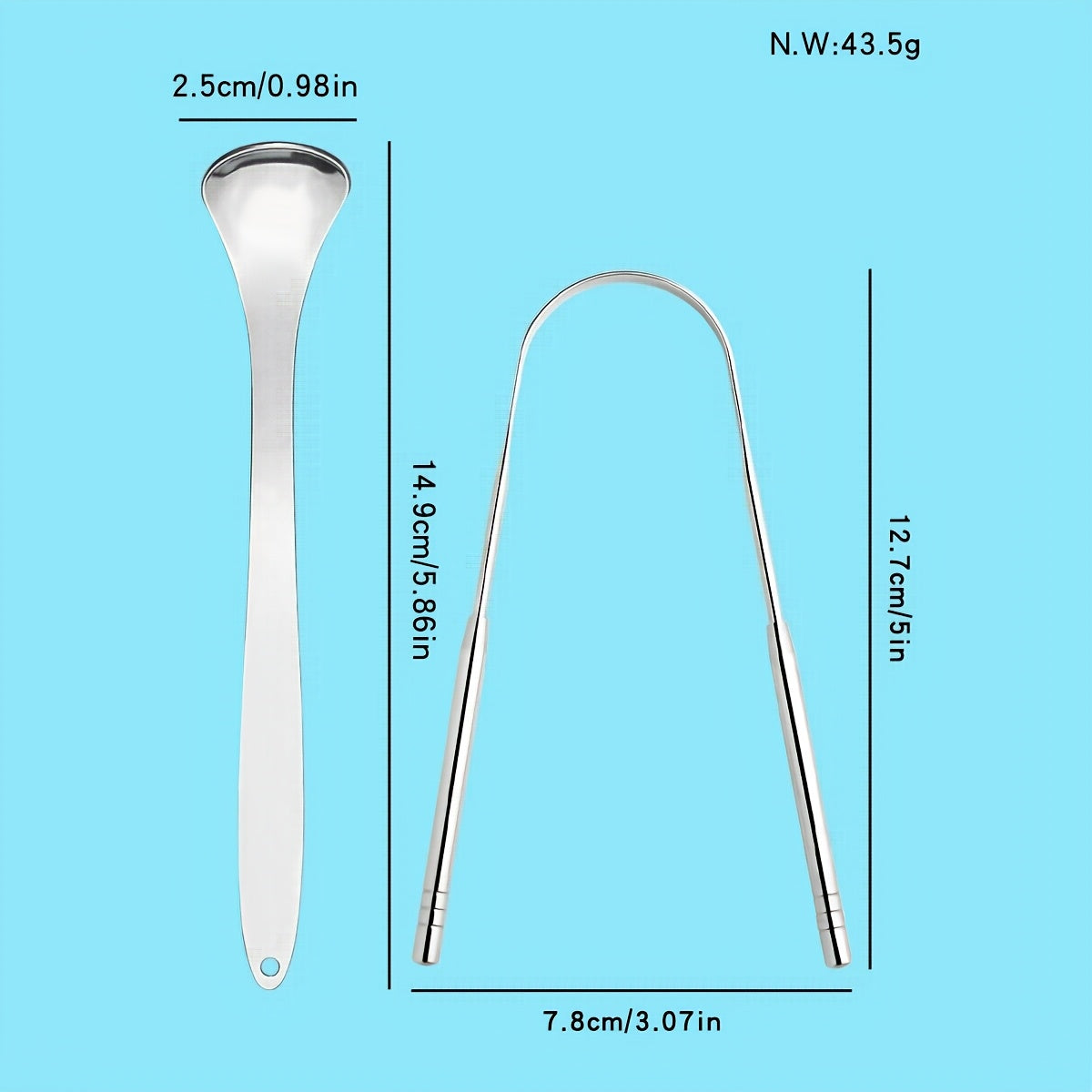 3Pcs Stainless Steel Tongue Scraper Set Dental Oral Hygiene Bad Breath Cleaner