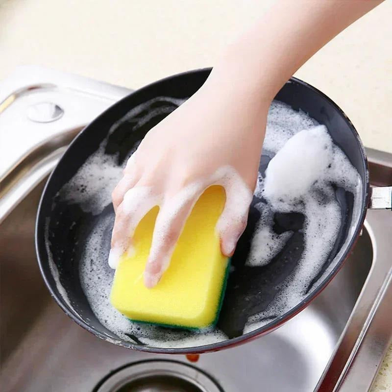 Esponja de lavado de platos súper absorbente con espátula y cepillo de óxido para limpiar grasa de cocina