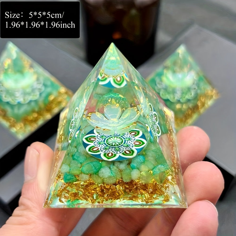 Pirámide de cristal de aventurina verde para la suerte y vibraciones positivas, talismán de energía de piedra natural, decoración para el hogar y coche, regalo