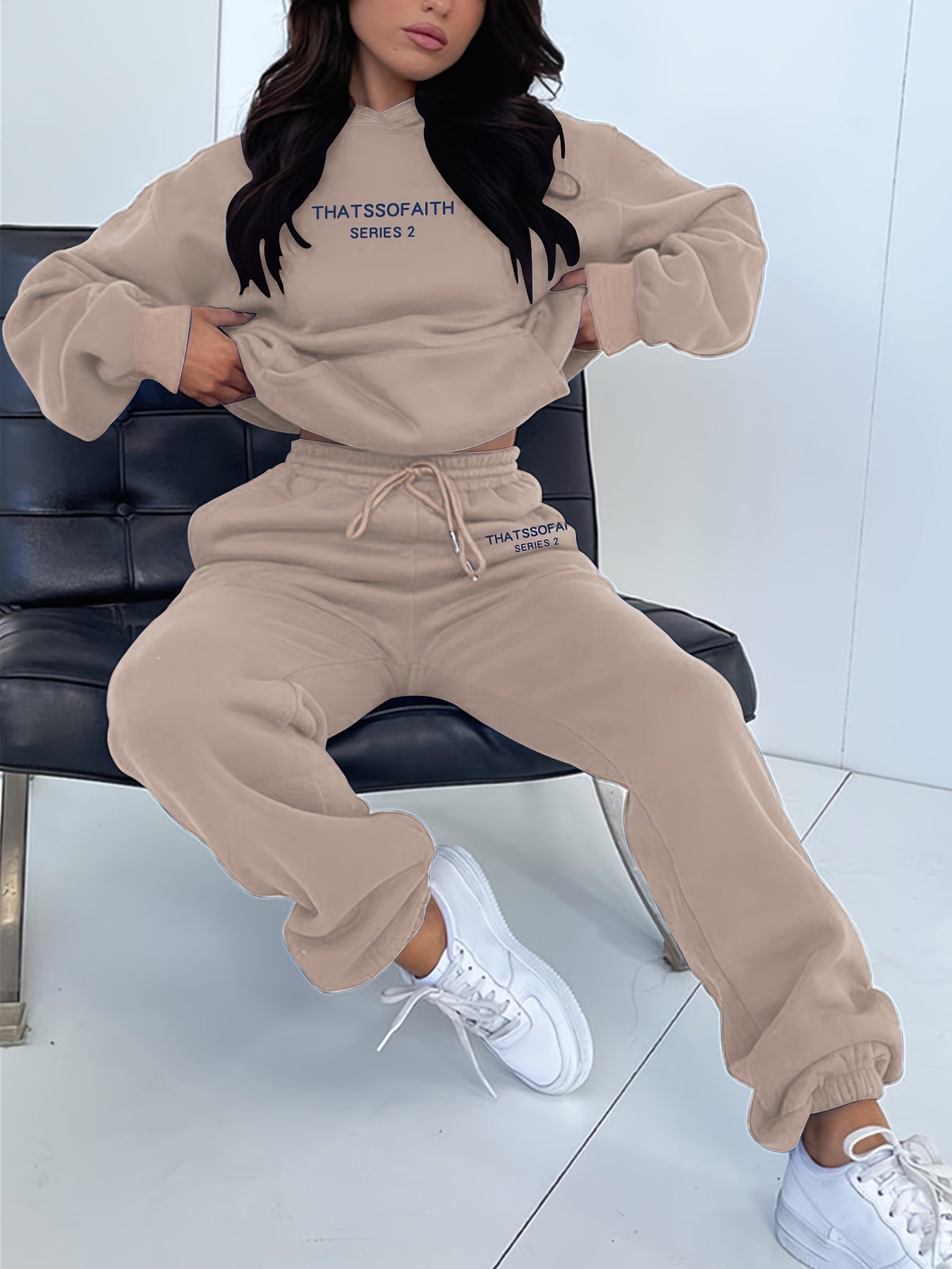 Harflar Printi Tasodifiy Ikki Qismli To'plam - Ayollar Kiyimlari