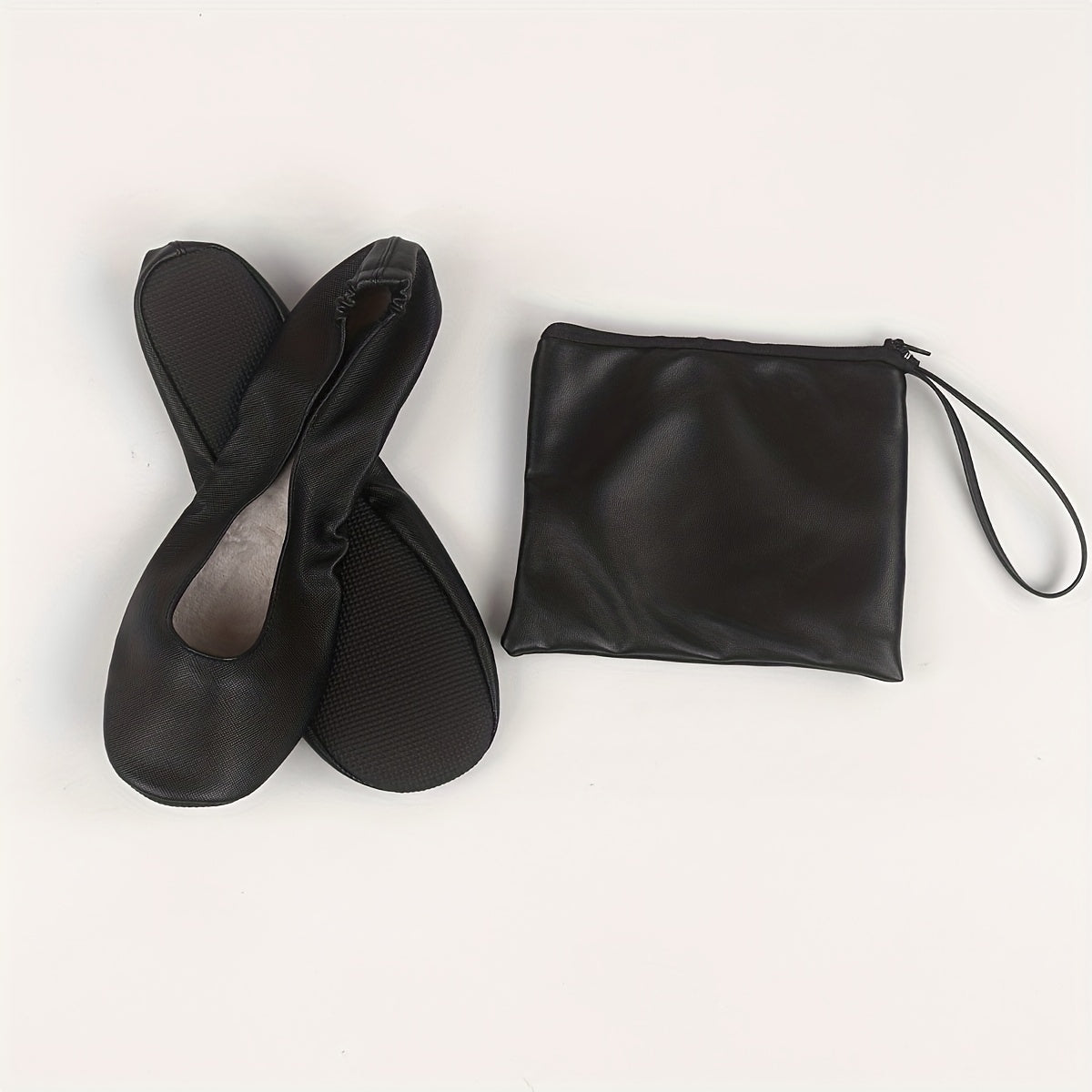 Zapatos de baile suaves, ligeros y plegables para interior con patrón de cruz en negro para mujer