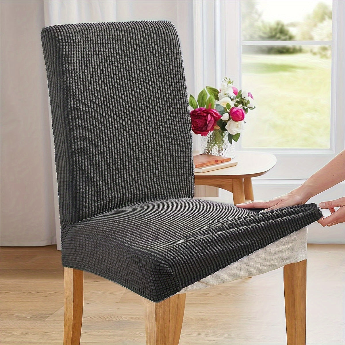 Waterproof Corn Grain Jacquard Chair Cover for Home and Restaurant Use