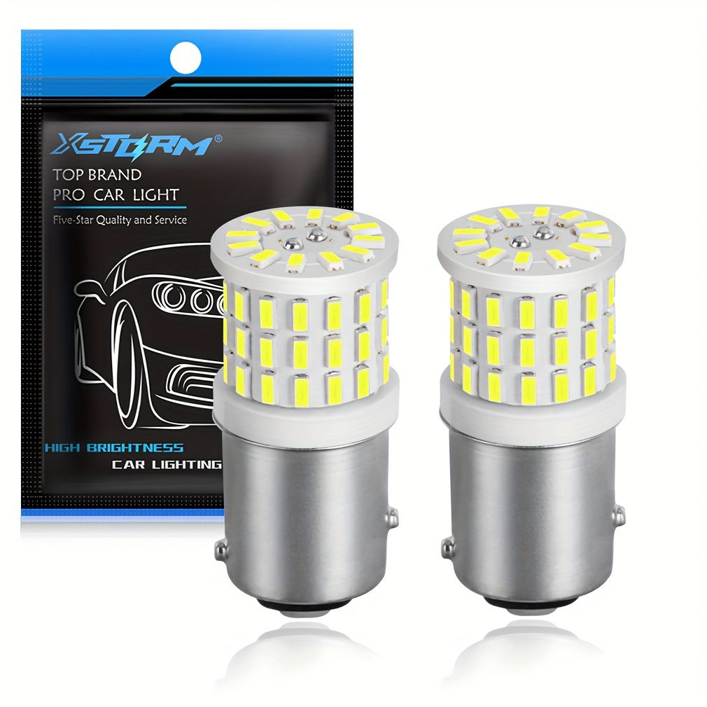 2PCS White LED Car Brake Lights Universal Fit 12V P21W Signal Lamps