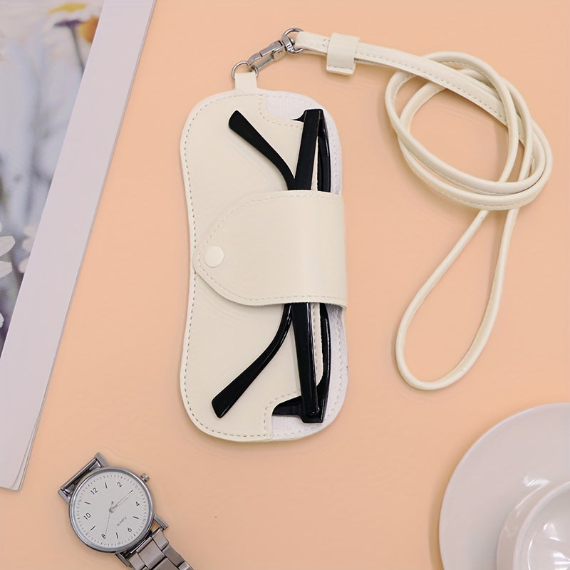 Women's Faux Leather Eyeglass Case with Adjustable Strap Spacious and Stylish