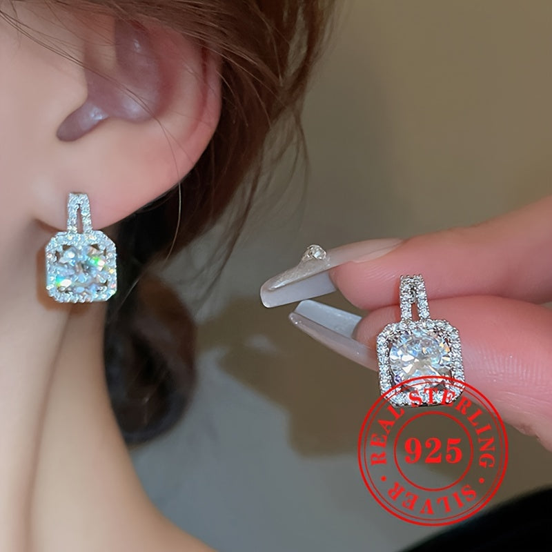 Sterling Silver S925 Earrings Cubic Zirconia for Weddings and Daily Wear
