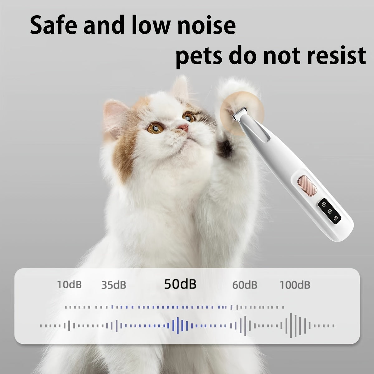 Pet Grooming Clippers with LED Light Low Noise Long Battery Life Rechargeable USB Battery