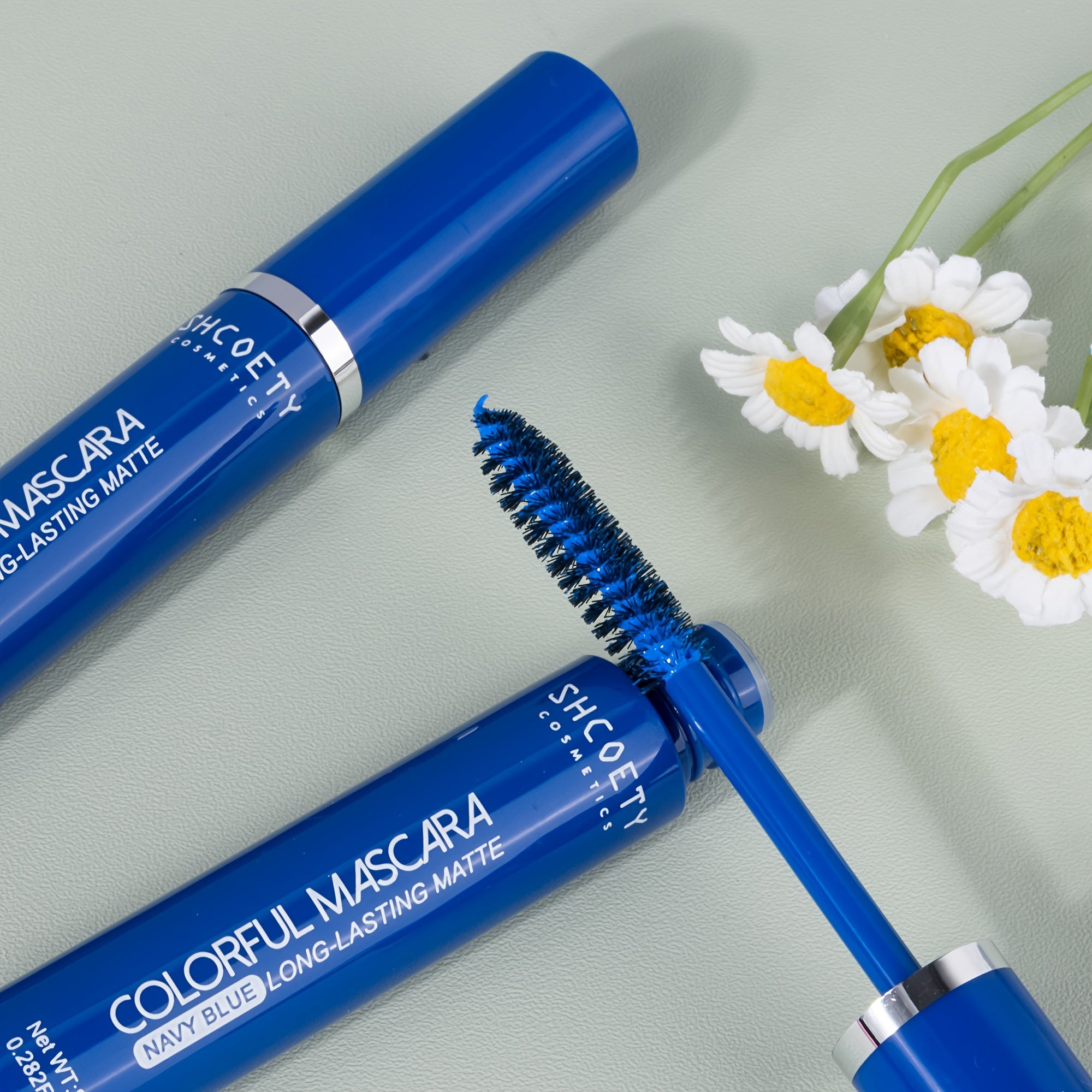 Женский набор водостойких тушей для ресниц из 2 штук в ярких цветах, синий и зеленый