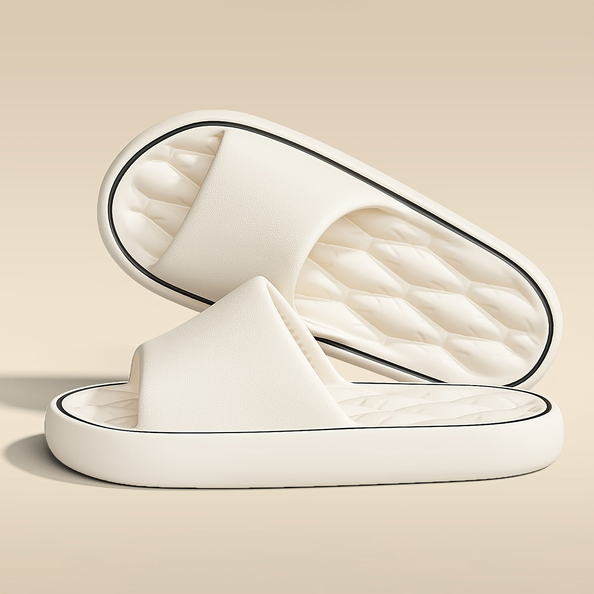 Erkaklar uchun 48-49 o'lchamdagi chiziqli slip-on uy poyabzallari, sirpanmaydigan taglik bilan, uyda yoki dushda foydalanish uchun mukammal.