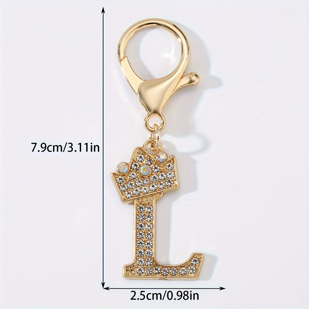 Men's Zinc Alloy Keychain with Artificial Diamond Crown and Letter Charms