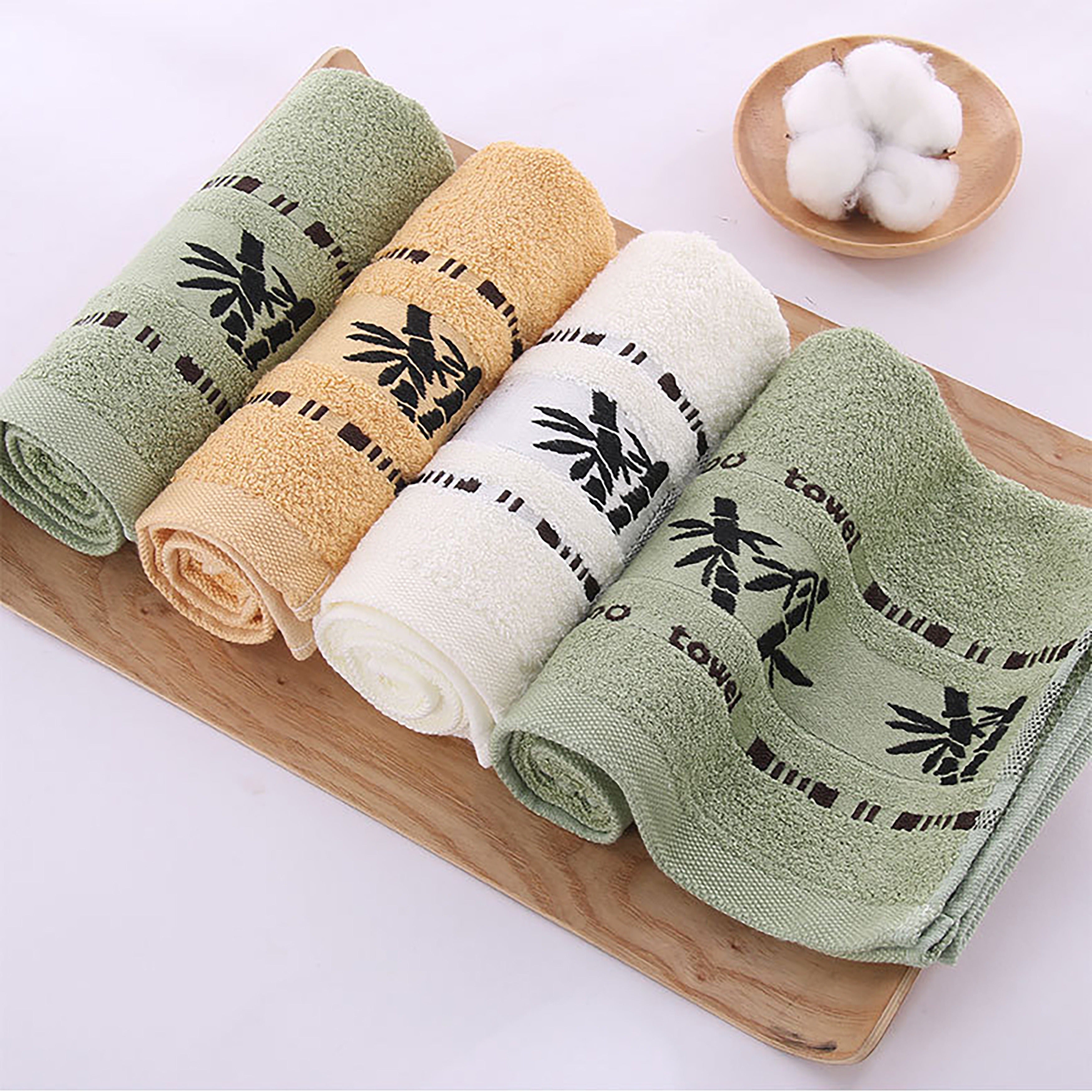 Bamboo Fiber Towel Set 9 Pieces Quick-Dry Embroidered Bath and Hand Towels