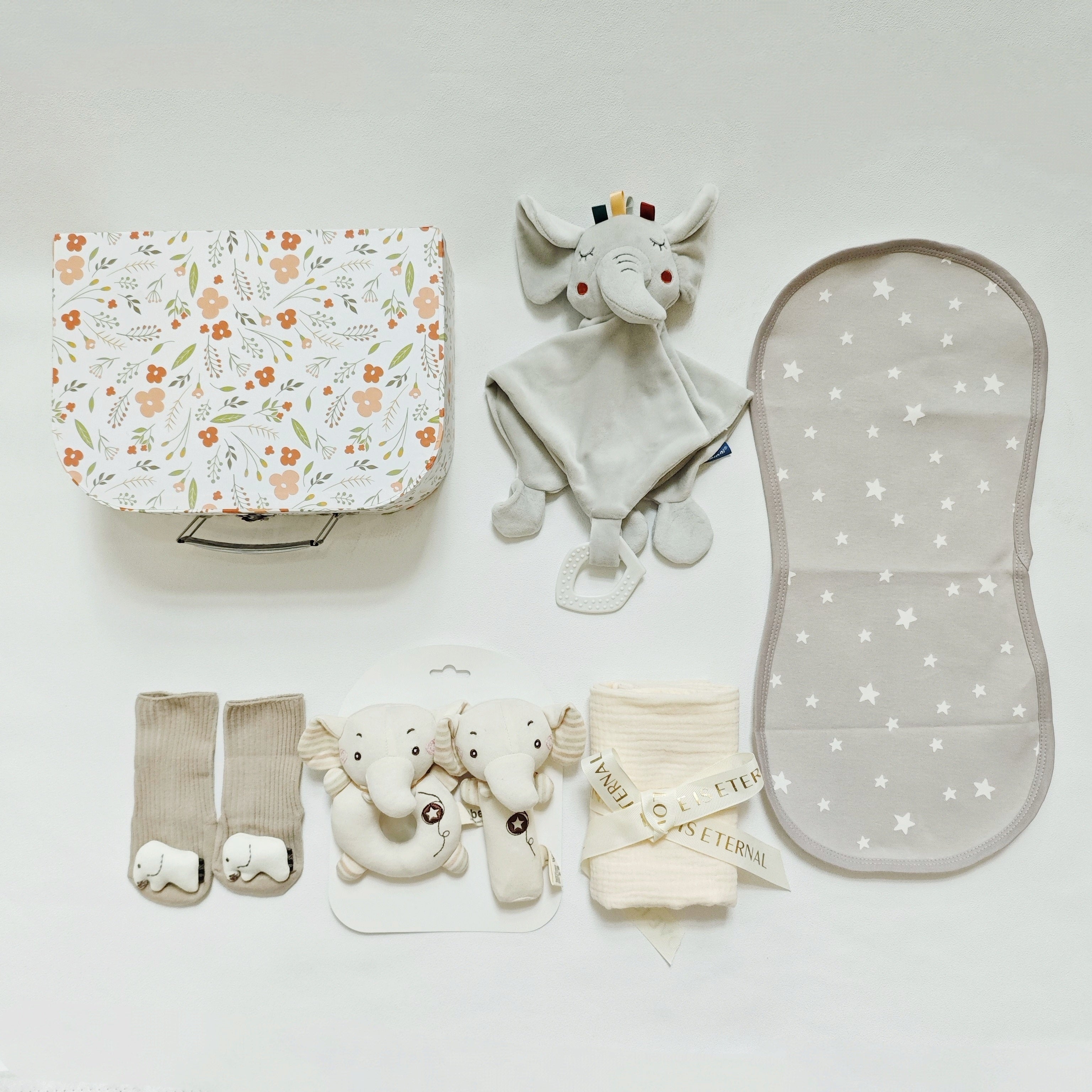 Baby Shower Gift Set for Newborns Includes Blanket Socks Lovey and Essentials Gray 5 Pieces