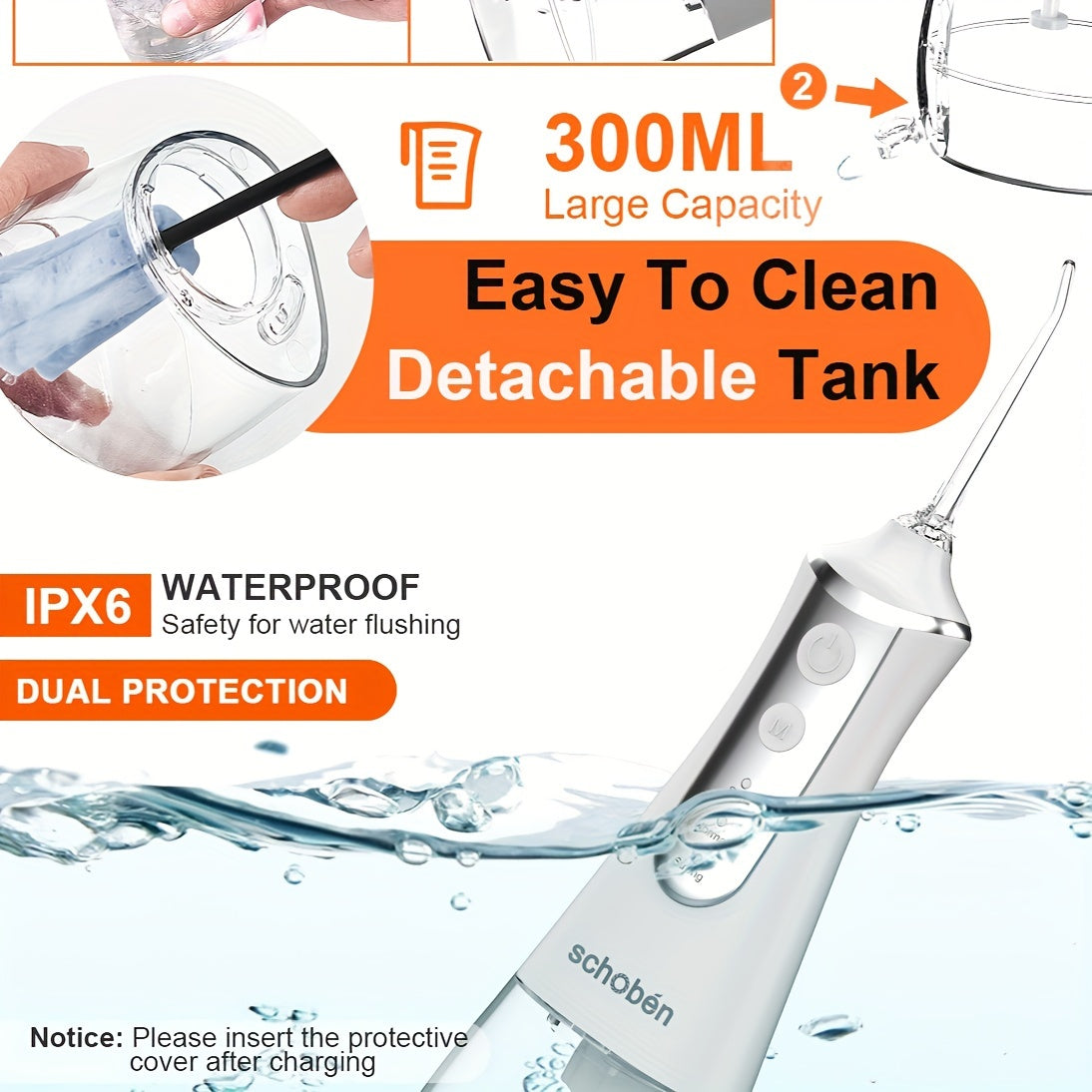 Cordless Dental Water Flosser Portable Rechargeable Oral Irrigator