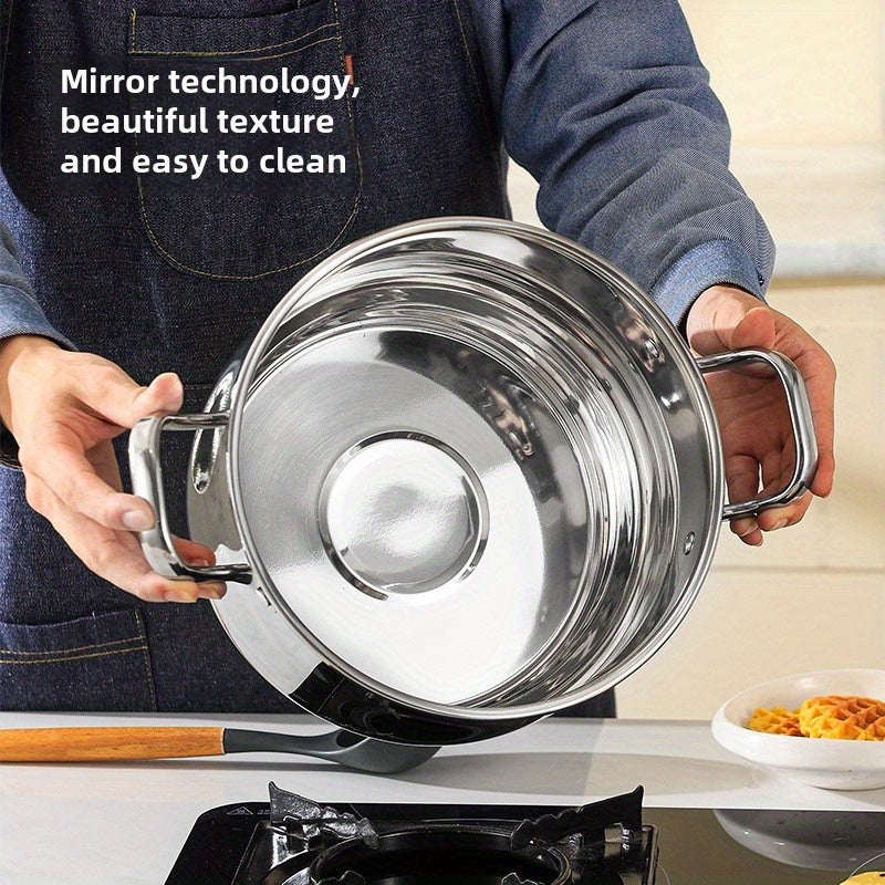Olla de acero inoxidable de 8Qt para cocinar, freír, guisar, duradera y con paredes reforzadas