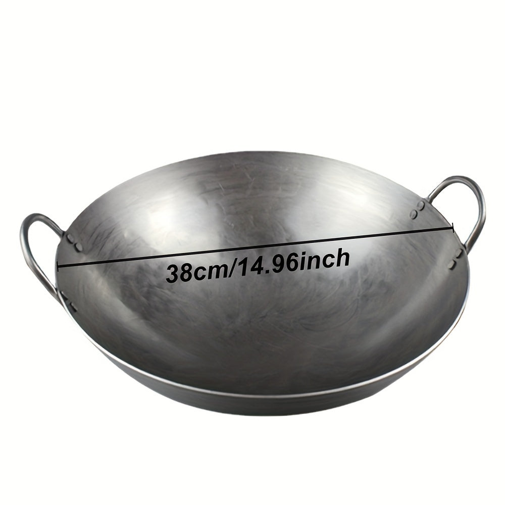 Cast Iron Wok 34-38cm Deep Frying Pan for Electric Stovetops Gift