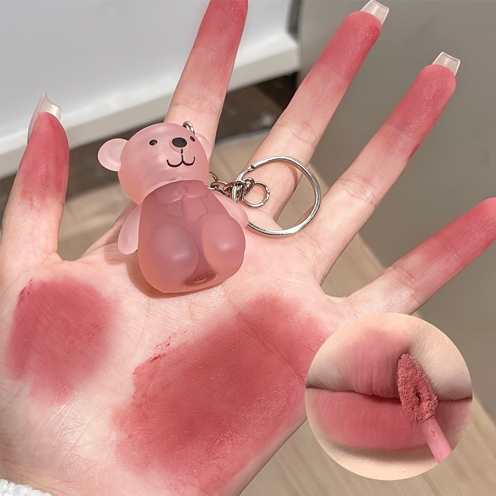 Cute Bear Velvet Lip Mousse for Women Moisturizing Soft Matte Berry Shades