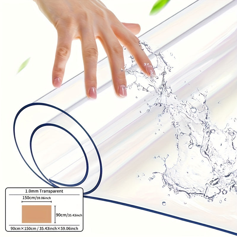 1mm Transparent PVC Tablecloth for Home and Hotel Dining, Scratch and Heat Resistant