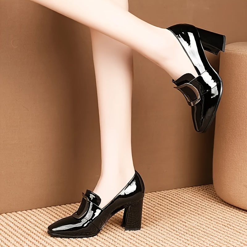 Women's Pumps with Buckle Detail Pointed Toe High Heels for Office Wear