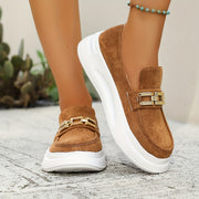 Women's Slip-On Platform Shoes Beige Cushioned Sole Casual Office Slip-Ons