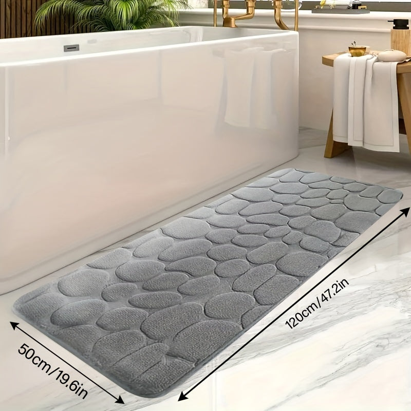 Alfombra de baño de espuma viscoelástica con relieve de piedra, antideslizante, suave, absorbente y lavable