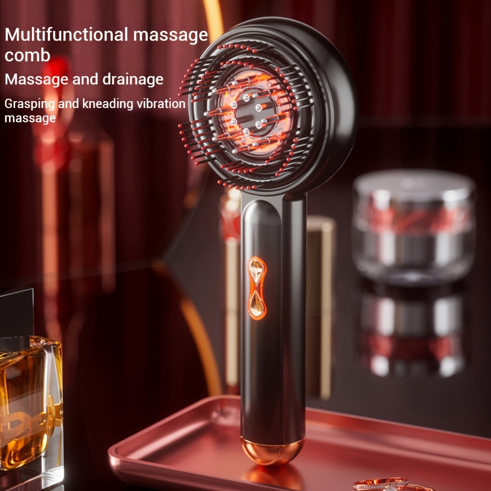 Electric Scalp Massager USB Rechargeable Head Vibration Comb with Kneading and Drainage Functions