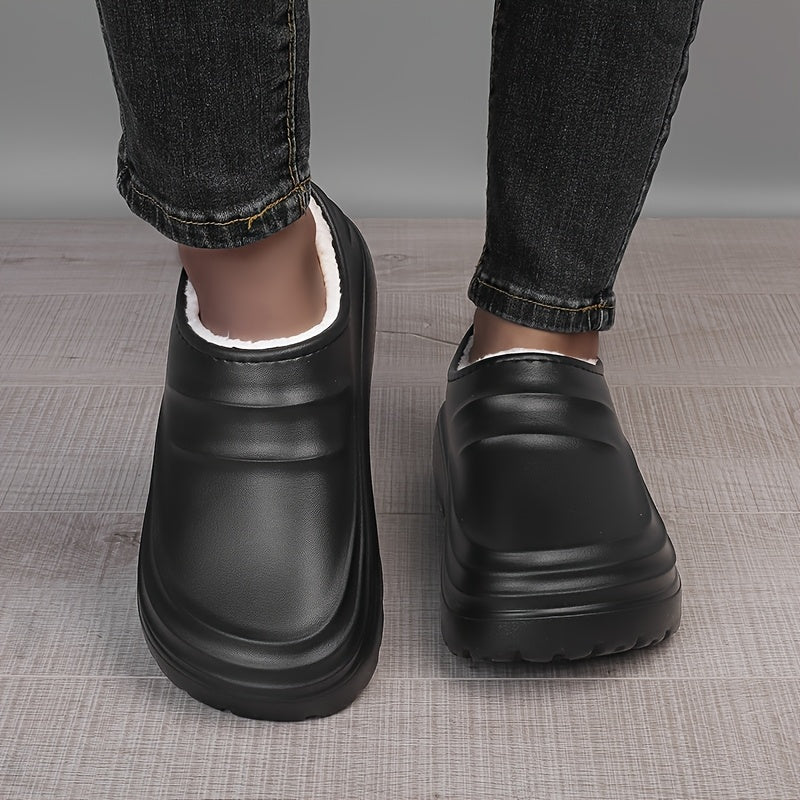 Women's EVA Clogs Comfortable Anti-Slip Winter Work Shoes Black White Collar
