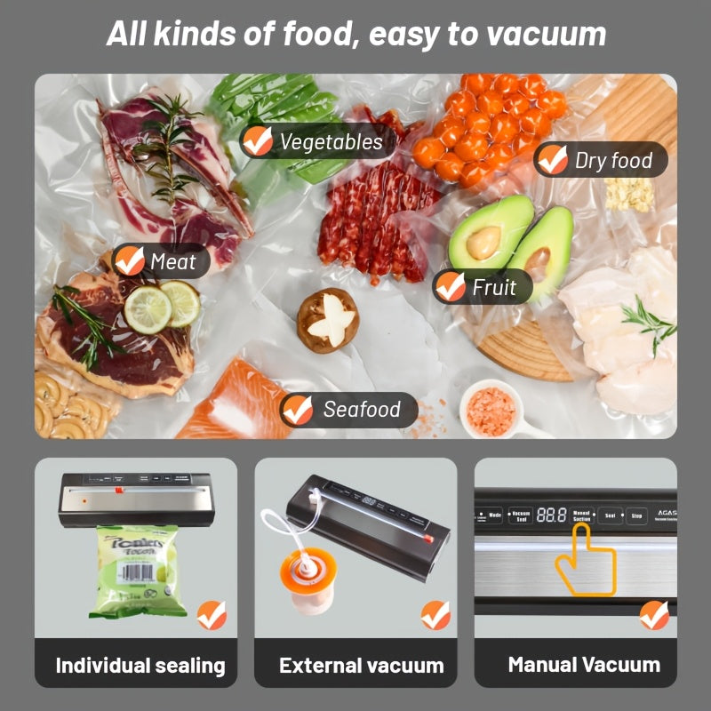 Vacuum Sealing Machine for dry wet food with touch buttons digital display