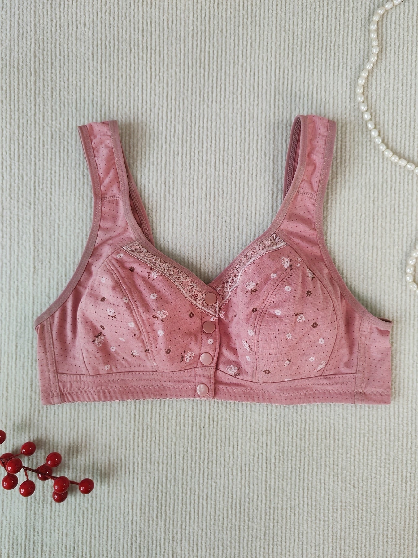 Floral Print Wireless Bralette Polyester Elastane Light Support No Padding