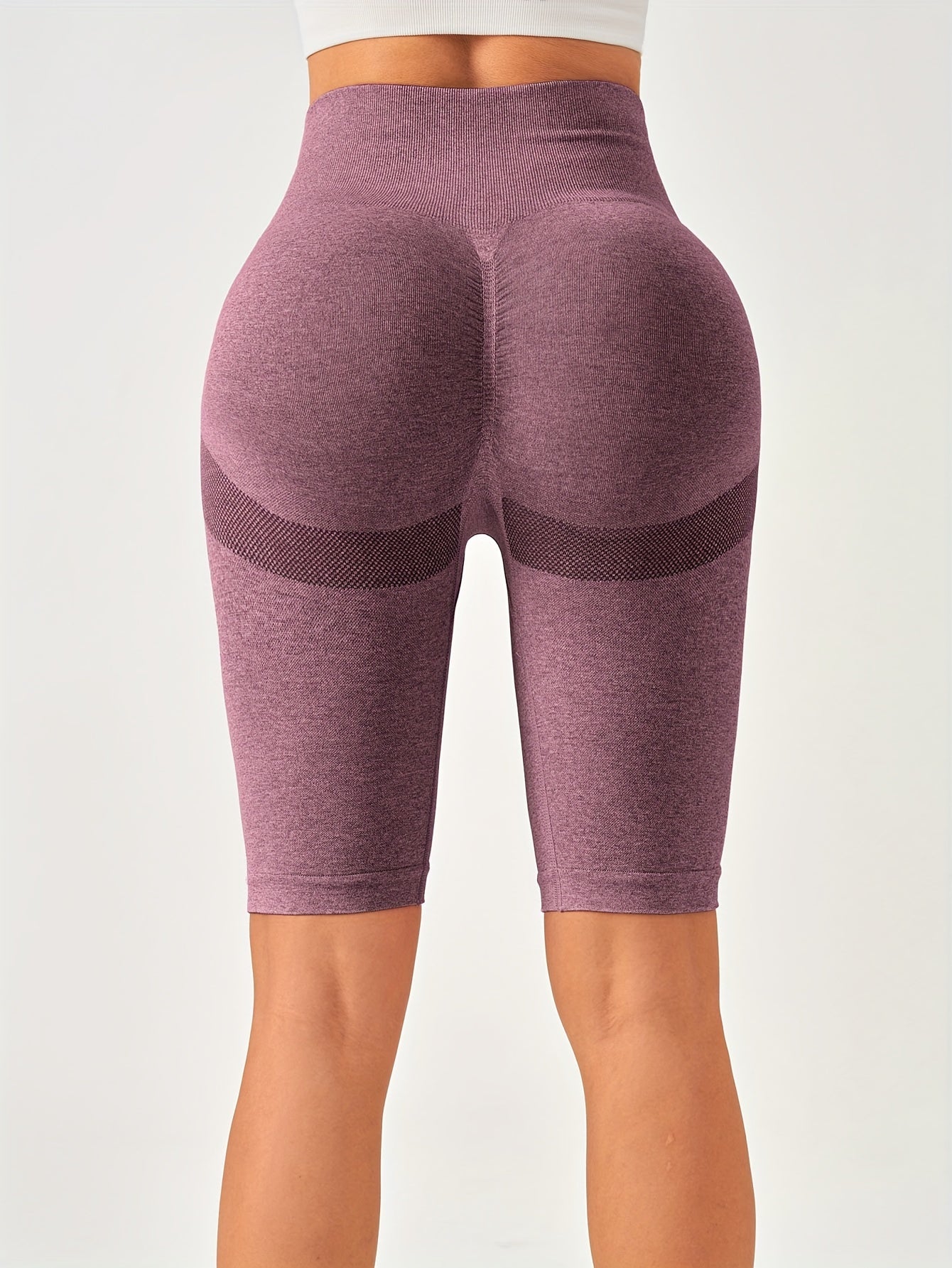 Solid Color Knitted Yoga Pants for Women High Waist Hip Lift Tight Belly Short Length Spring Fall