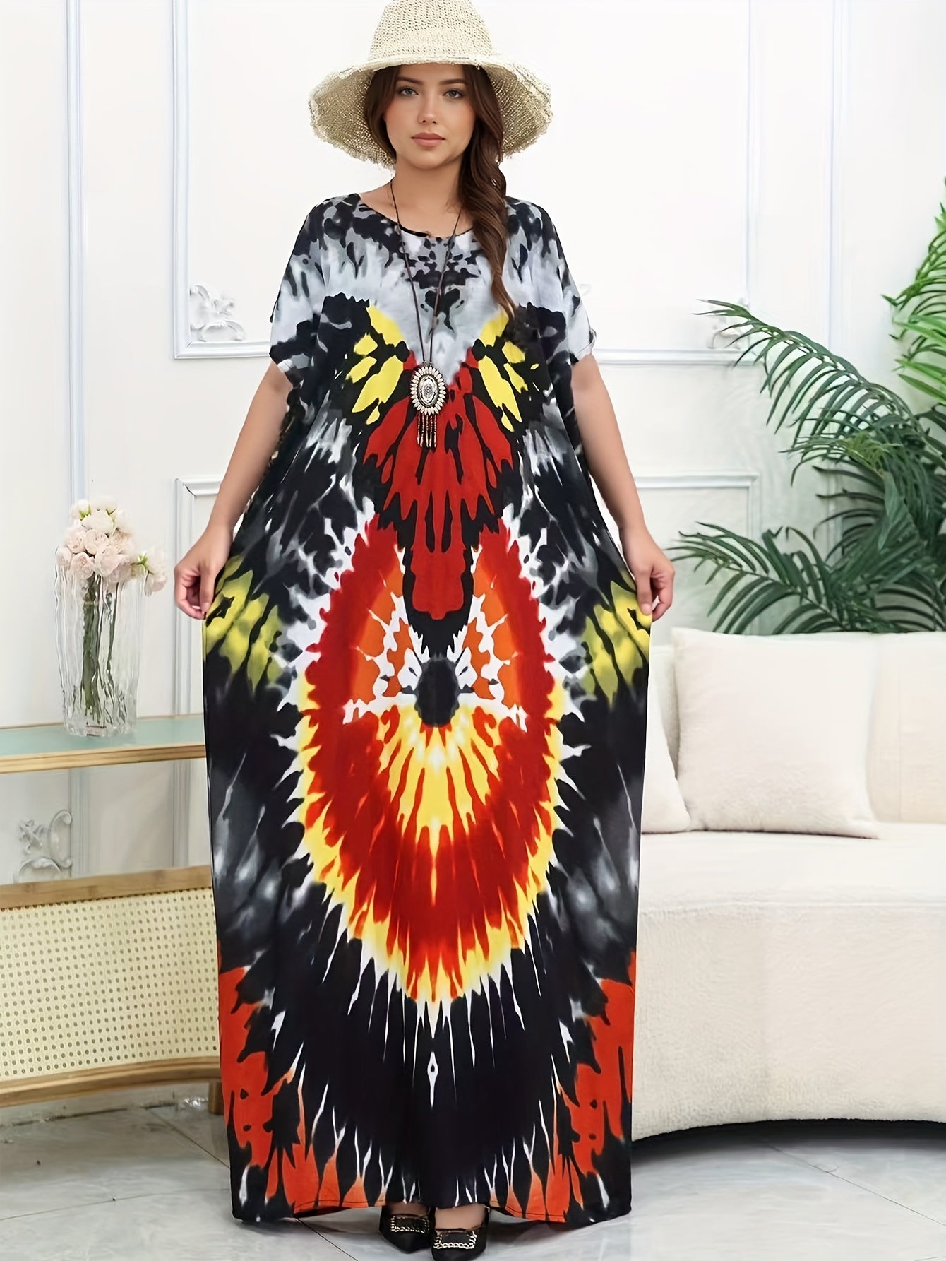 Plus Size Women's Loose Middle Eastern Beach Cover-Up for Bikinis and Vacation