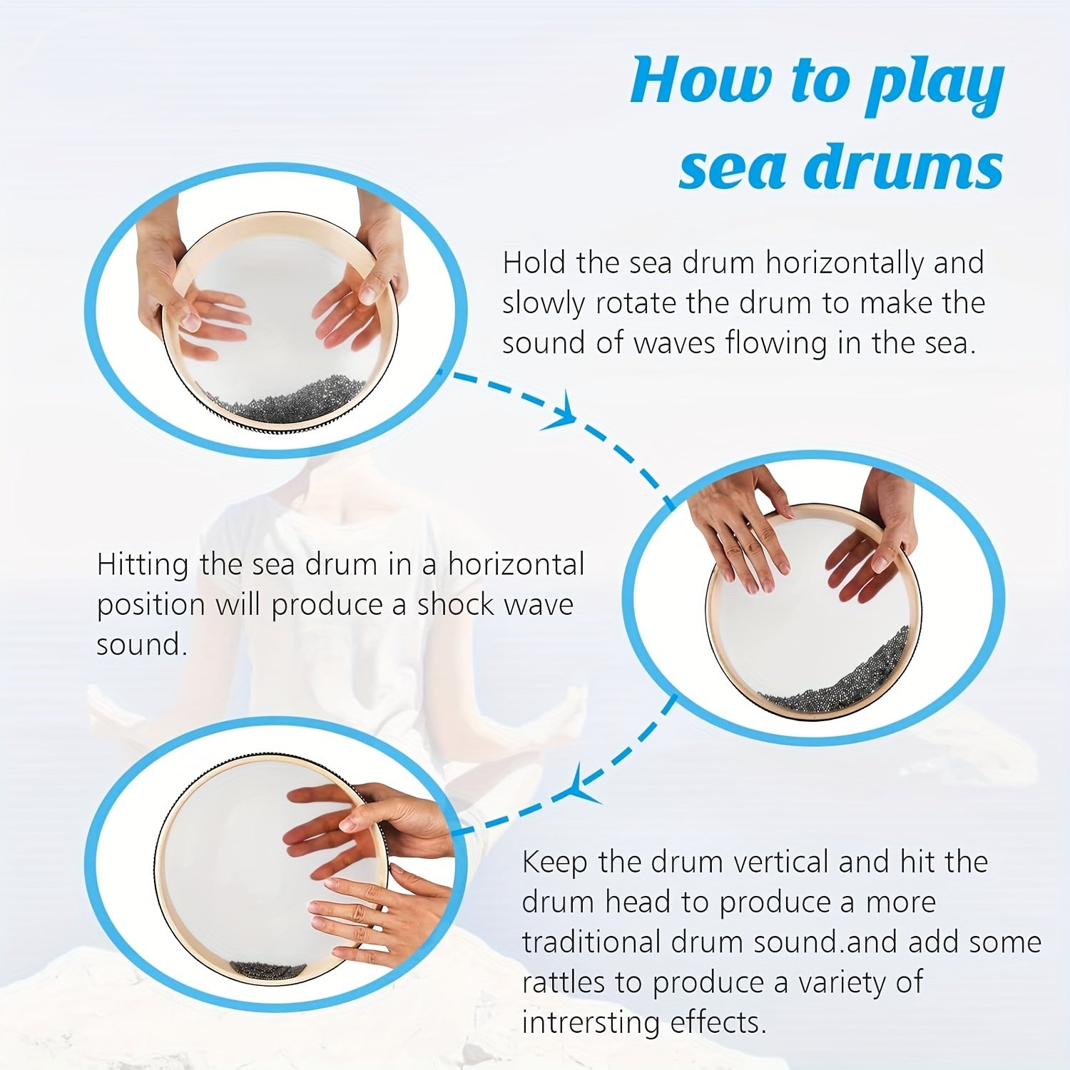 White Ocean Wave Drum for Relaxation Meditation Yoga Natural Sound