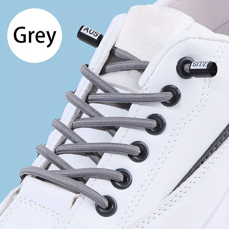 Unisex Elastic Flat Round Rope Shoelaces with Fixed Buckle
