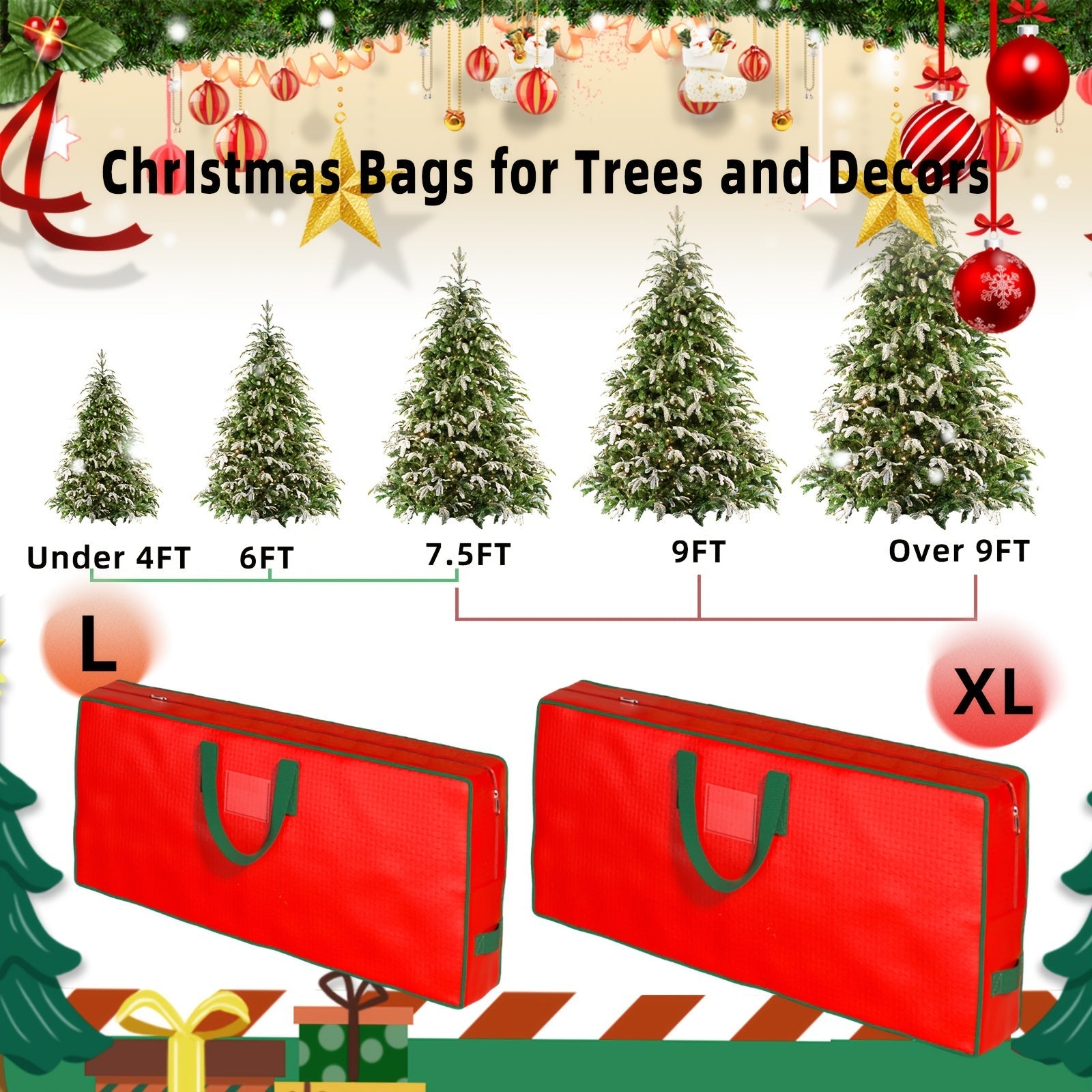 Large Capacity Foldable Storage Bag for Christmas Tree with Double Handles