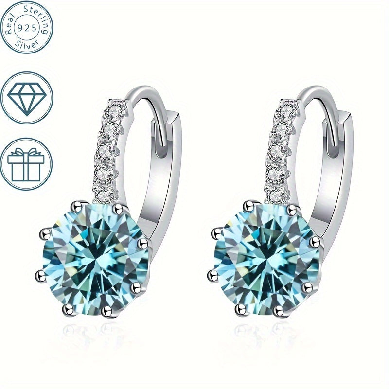 Women’s Moissanite Hoop Earrings 8mm Sterling Silver Huggie Jewelry