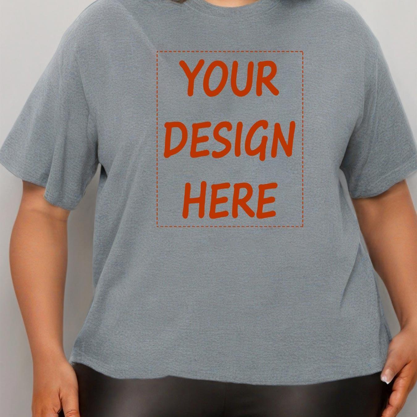 Plus Size Women's Customizable Breathable Short Sleeve T-Shirt
