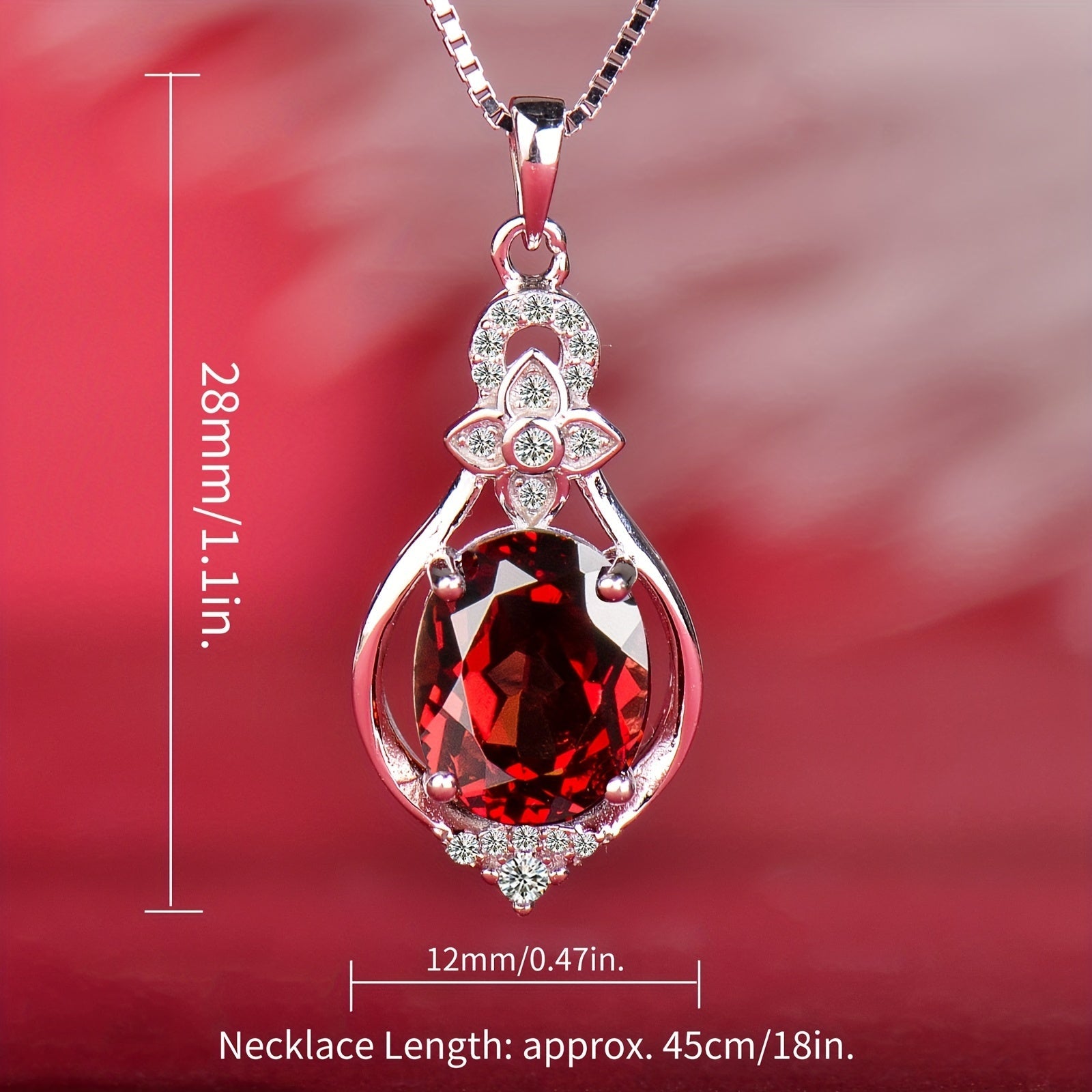 Sterling Silver Garnet Pendant Necklace for Women Hypoallergenic Elegant Jewelry