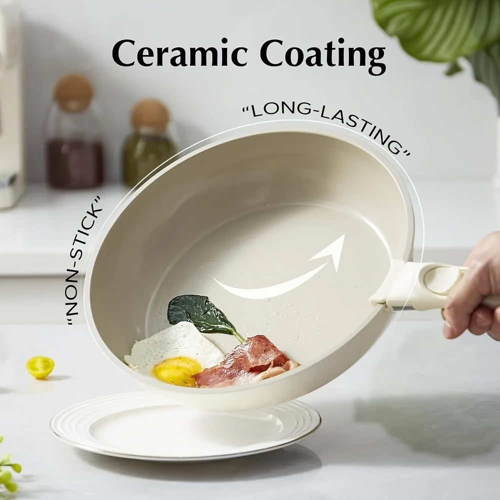 Set of 5 Aluminum Non-Stick Cookware Pots Pans with Detachable Handle