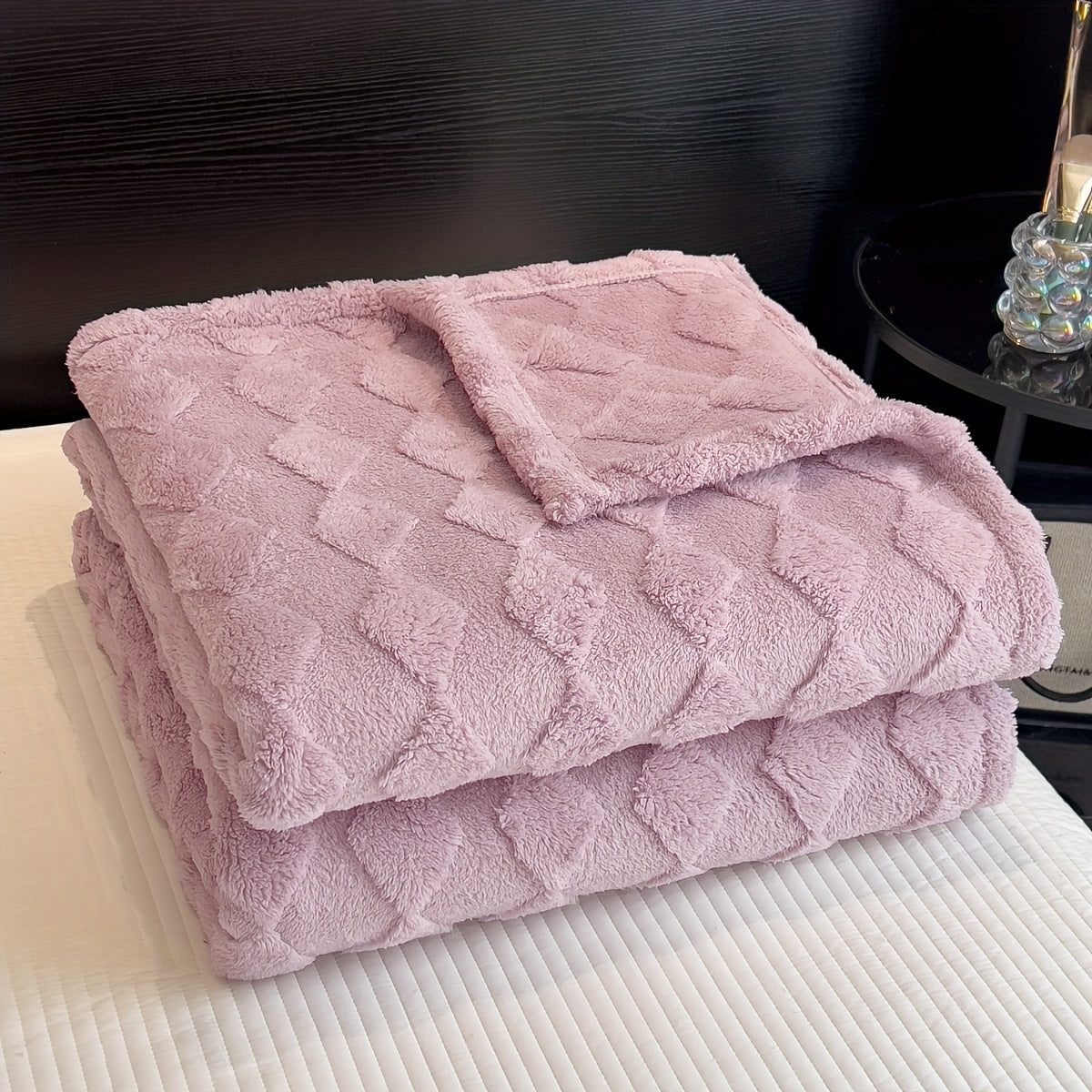 Double-Sided Taffeta Diamond-Quilted Throw Blanket Thick Warm All Seasons