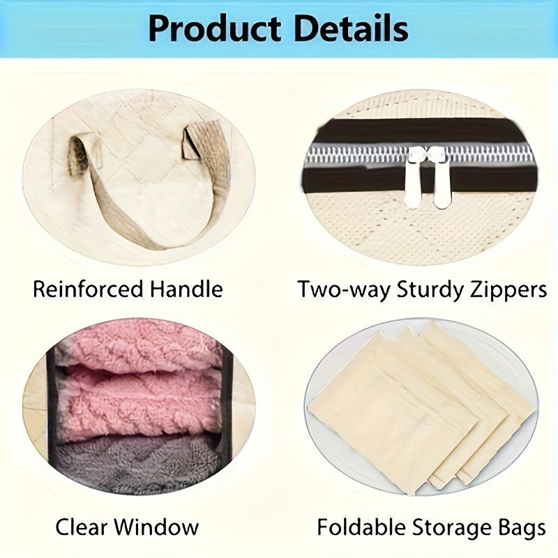 Juego de 4 grandes cestas de almacenamiento impermeables plegables con asas para ropa y mantas