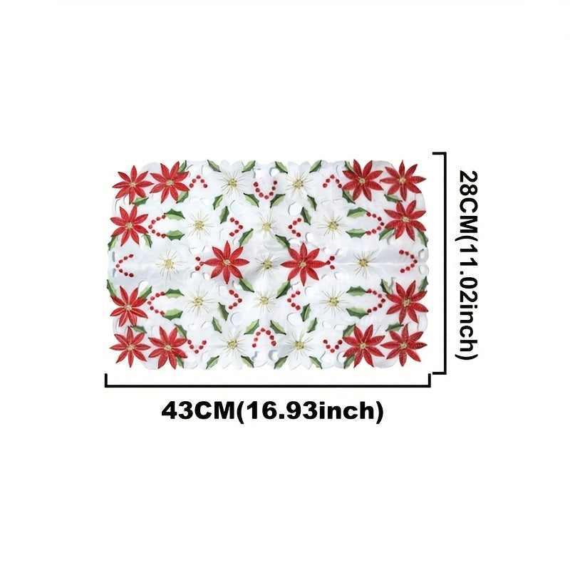Christmas Printed Tablecloths and Embroidered Table Runners Set for Party and Picnic 28x43cm 38x176cm 38x220cm