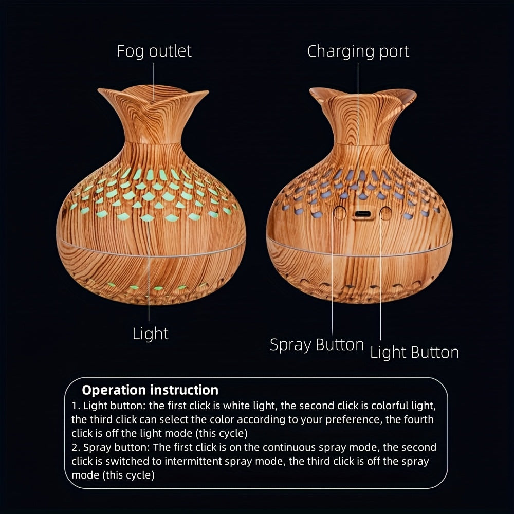 Colorful Mini Flower Humidifier 300ml Wooden Vase Aromatherapy Diffuser