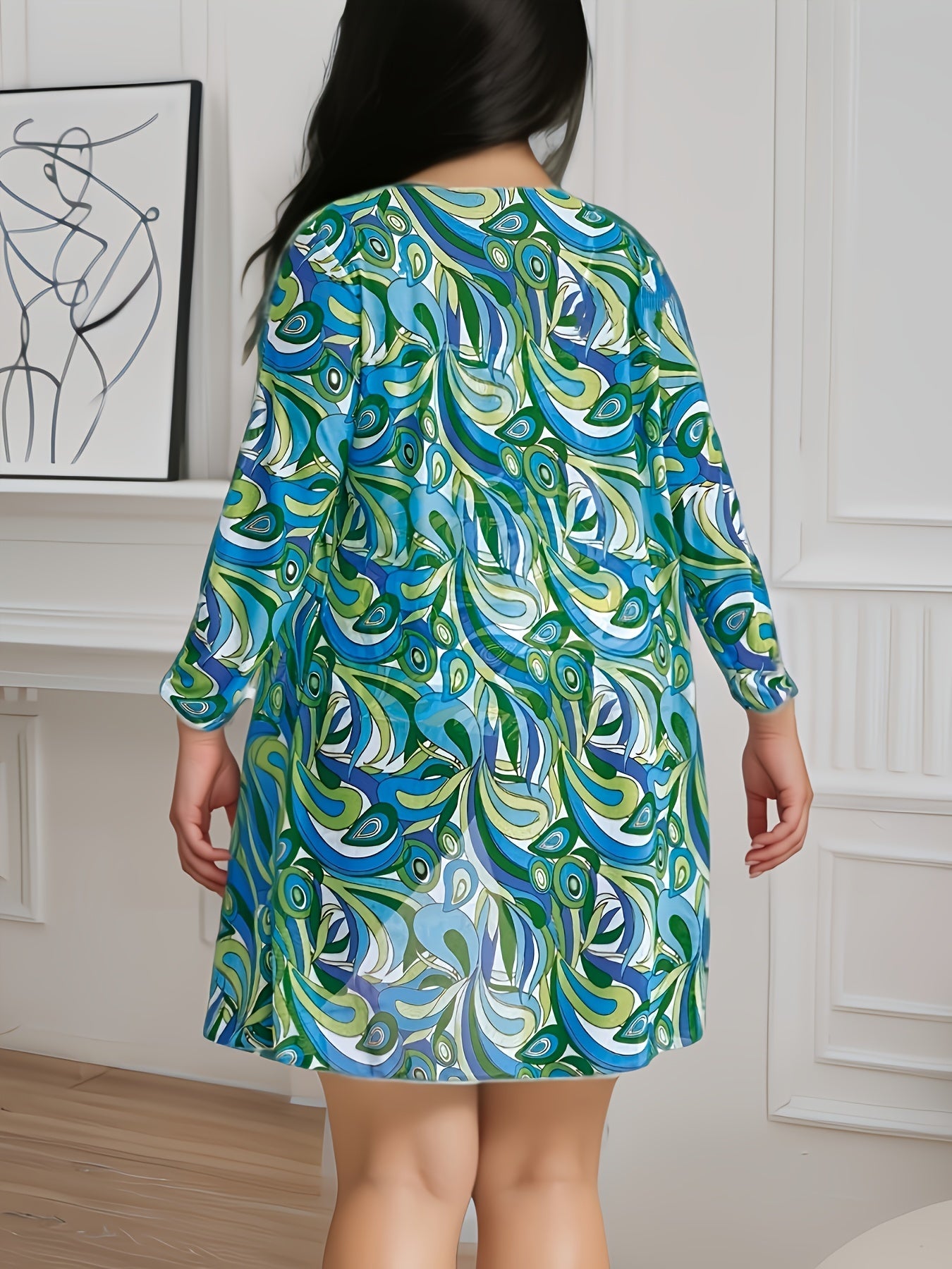 Plus-Size Women's 3-Piece Swimsuit Set with Cover-Up Polyester Stretch Drawstring